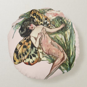  Art Nouveau Butterfly Fairy Rond Kussen