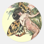  Art Nouveau Butterfly Fairy Ronde Sticker (Voorkant)