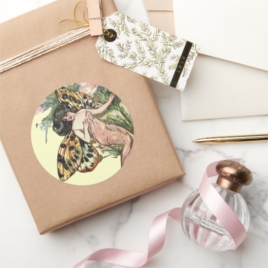  Art Nouveau Butterfly Fairy Ronde Sticker (Geschenken)