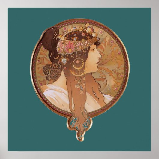 Art Nouveau - Byzantine Head, het Brunette Poster (Voorkant)