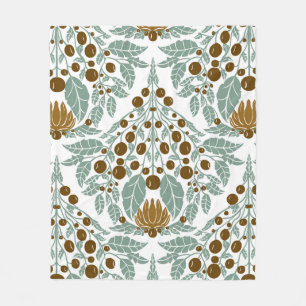 Art Nouveau Cacao & Mint- Bloemenschelp Fleece Deken