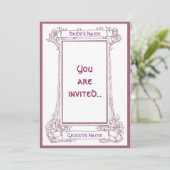 Art Nouveau Cadre Berry Invitation rose Élégante (Debout devant)