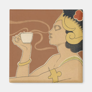 Art Nouveau Café Rajah dames met koffie Magneet