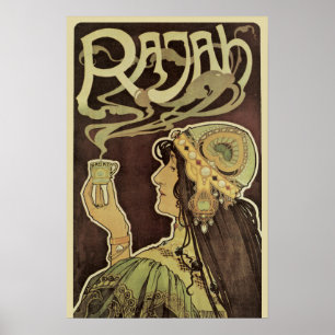 Art Nouveau Café Rajah damescafé, Vrouw met koffie Poster