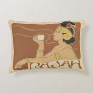  Art Nouveau Cafe Rajah, Lady met koffie Accent Kussen