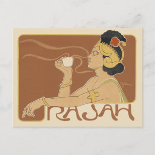  Art Nouveau Cafe Rajah, Lady met koffie Briefkaart