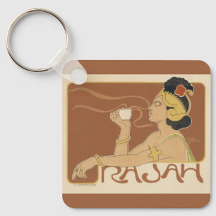 Art Nouveau Cafe Rajah, Lady met koffie Sleutelhanger