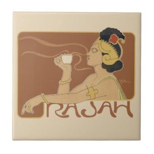 Art Nouveau Café Rajah uit het verleden, Dame met  Tegeltje