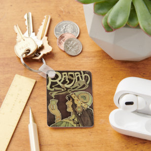  Art Nouveau Cafe Rajah, Vrouw met koffie Sleutelhanger