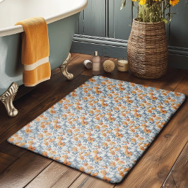Art Nouveau California Poppies Navy Banded Badmat