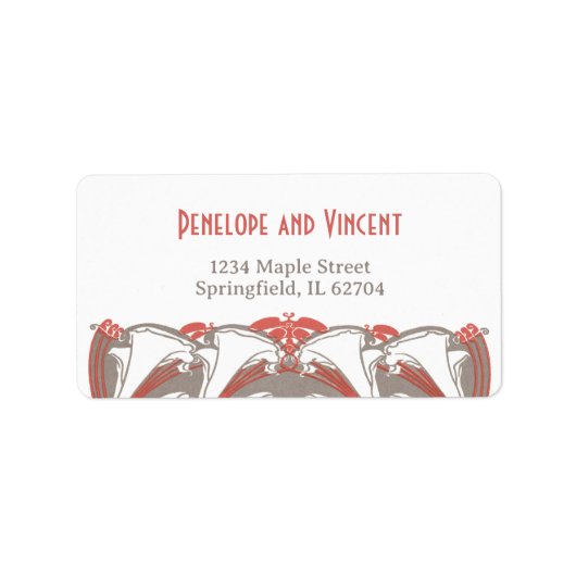 Art Nouveau Calla Lily Elegance bruiloft Etiket (Voorkant)