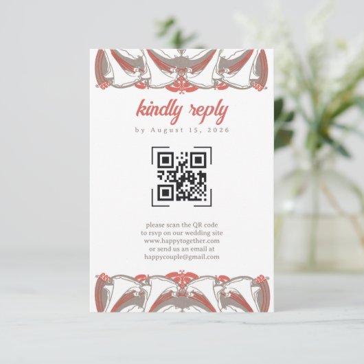 Art Nouveau Calla Lily Elégance QR Code RSVP (Debout devant)