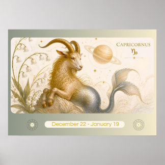 Art Nouveau Capricorne Art mural du zodiaque