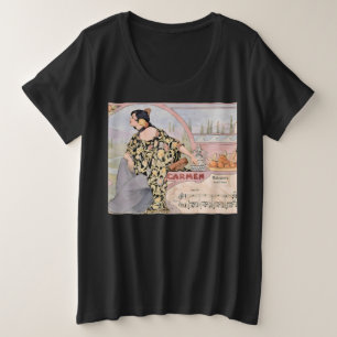 Art Nouveau Carmen Habanera Print – Antieke Opera Grote Maat T-shirt