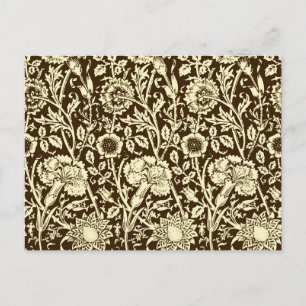 Art Nouveau CarnenDamask, Brown en Cream Briefkaart