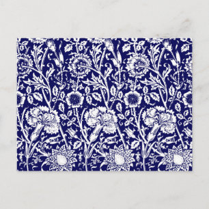 Art Nouveau CarnenDamask, Navy en White Briefkaart
