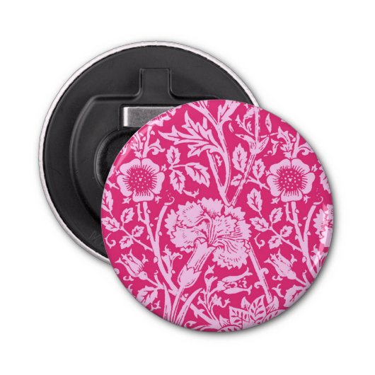 Art Nouveau Carnese Damask, Fuchsia Pink Button Flesopener (Voorkant)