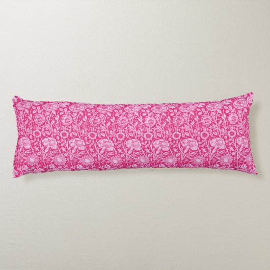 Art Nouveau Carnese Damask, Fuchsia Pink Lichaamskussen (Achterkant)