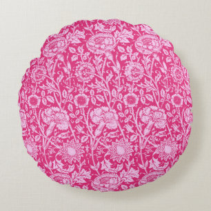 Art Nouveau Carnese Damask, Fuchsia Pink Rond Kussen