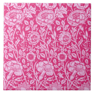 Art Nouveau Carnese Damask, Fuchsia Pink Tegeltje