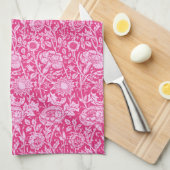 Art Nouveau Carnese Damask, Fuchsia Pink Theedoek (Quarter Fold)