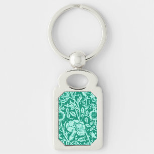 Art Nouveau Carnese Damask, Turquoise Sleutelhanger