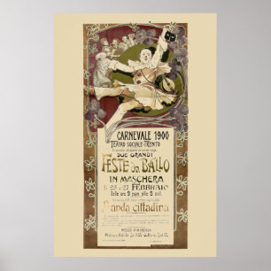 Art Nouveau Carnevale 1900 van Zippel Poster