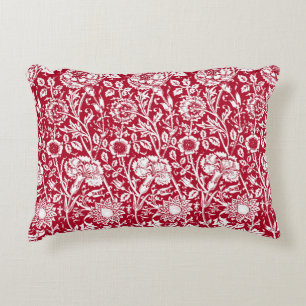 Art Nouveau Carnjnjestoornis Damask, Red en White Accent Kussen