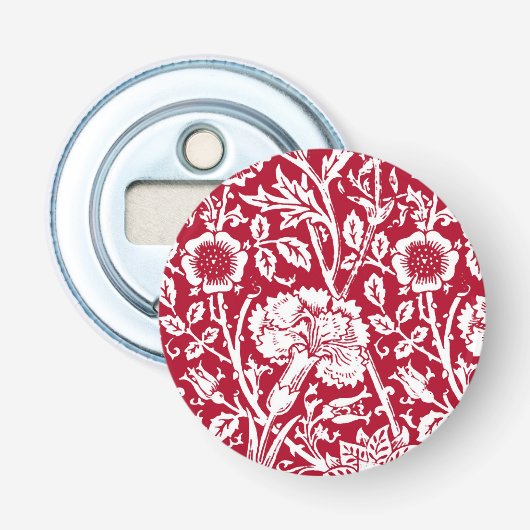 Art Nouveau Carnjnjestoornis Damask, Red en White Button Flesopener (Voorkant)