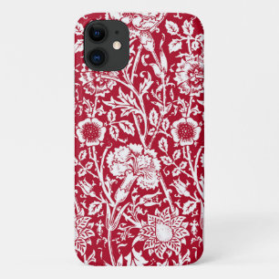 Art Nouveau Carnjnjestoornis Damask, Red en White iPhone 11 Hoesje