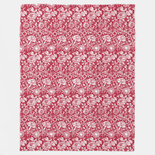 Art Nouveau Carnjnjestoornis Damask, Red en White Fleece Deken