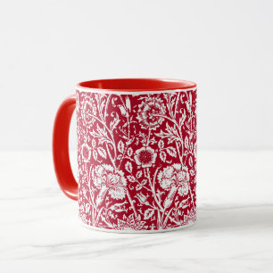 Art Nouveau Carnjnjestoornis Damask, Red en White Mok