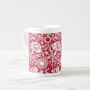 Art Nouveau Carnjnjestoornis Damask, Red en White Porselein Kop