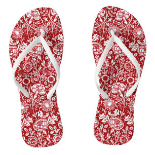 Art Nouveau Carnjnjestoornis Damask, Red en White Teenslippers