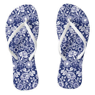 Art Nouveau Carnna Damask, Navy Blue en White Teenslippers