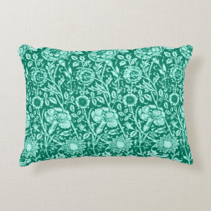 Art Nouveau Carnna Damask, Turquoise en Aqua Accent Kussen