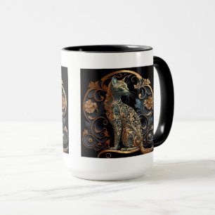 Art Nouveau Cat Combo Mok, 15 oz Mok