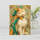 Art Nouveau Cat Feestdagenkaart (Staand voorkant)