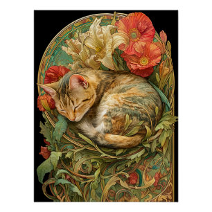 Art Nouveau Cat Perfect Poster