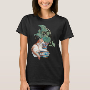 Art Nouveau Cat Zitting Next to Potential Plant T-shirt