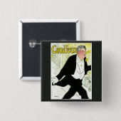 Art Nouveau, Caudieux van Toulouse Lautrec Vierkante Button 5,1 Cm (Voorkant /achterkant)