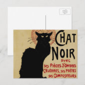 Art Nouveau, Ce Soir Chat Noir Black Cat Briefkaart (Voorkant / Achterkant)