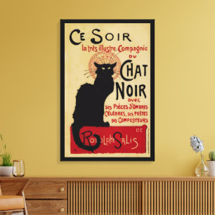  Art Nouveau, Ce Soir Chat Noir Black Cat Canvas Afdruk