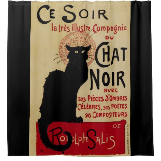 Art Nouveau, Ce Soir Chat Noir Black Cat Douchegordijn (Voorkant)