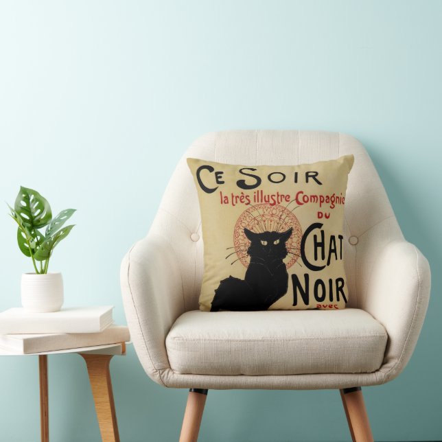  Art Nouveau, Ce Soir Chat Noir Black Cat Kussen (Stoel)