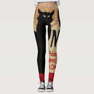 Art Nouveau, Ce Soir Chat Noir Black Cat Leggings