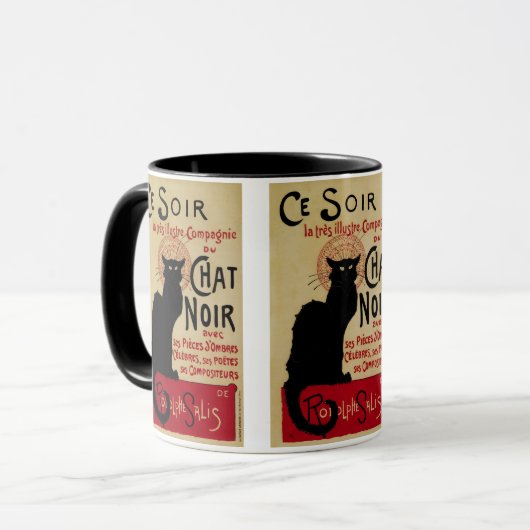 Art Nouveau, Ce Soir Chat Noir Black Cat Mok (Voorkant links)