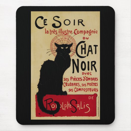 Art Nouveau, Ce Soir Chat Noir Black Cat Muismat (Voorkant)