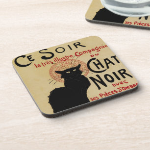  Art Nouveau, Ce Soir Chat Noir Black Cat Onderzetter
