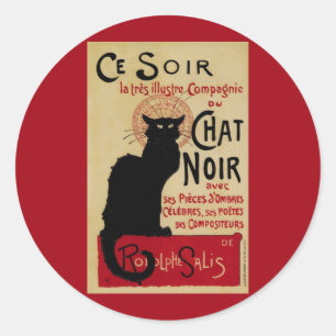  Art Nouveau, Ce Soir Chat Noir Black Cat Ronde Sticker